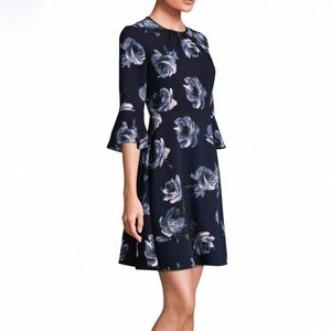 Kate Spade Blue Dress Sz 4 Bell 3/4 Sleeves MSRP $328 NWOT
